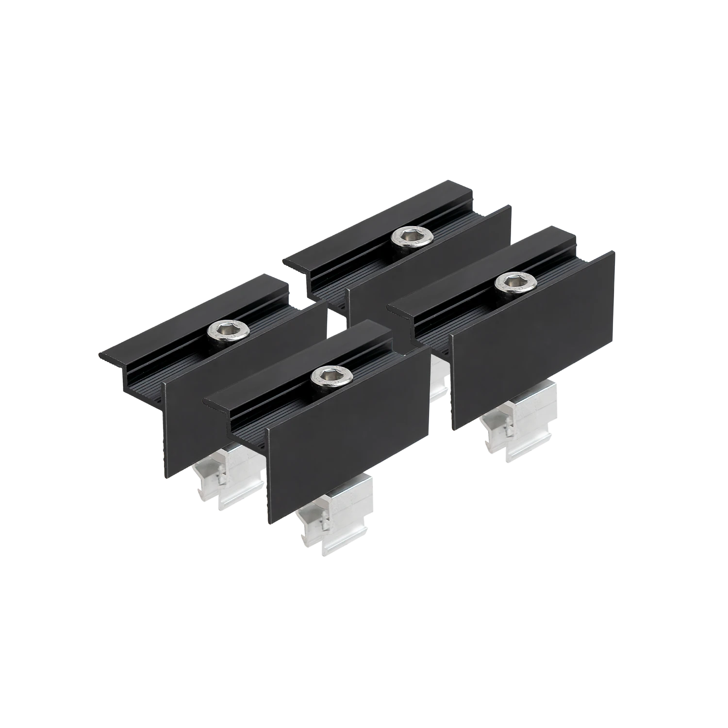 SILBERNES Flachdach- und Wand Montageset für 2 Module senkrechte Montage Photovoltaik Balkonkraftwerk Aufständerungsdreiecke - 30mm