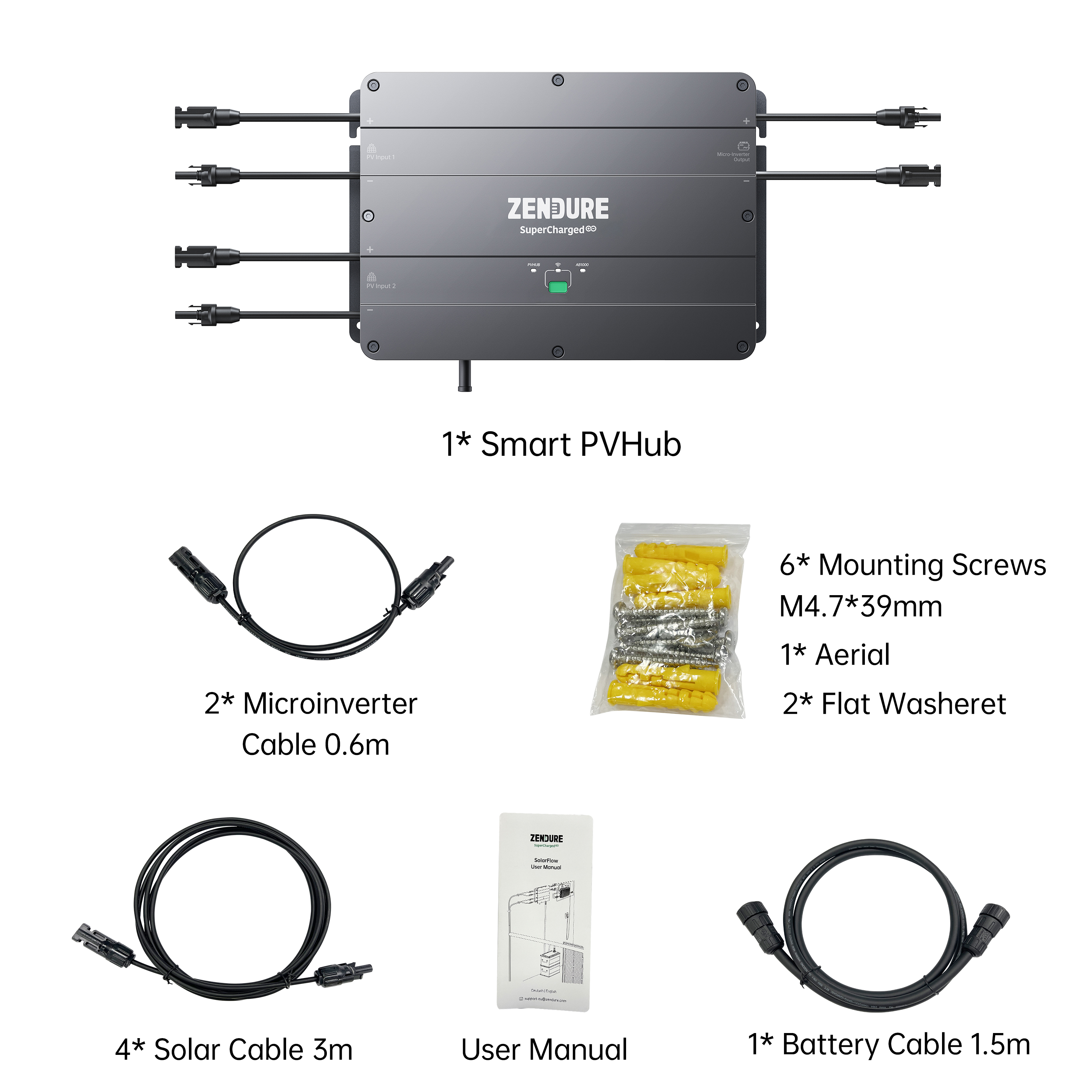 Zendure SolarFlow  PV Hub + 2x Zusatzbatterien 960Wh (AB1000)