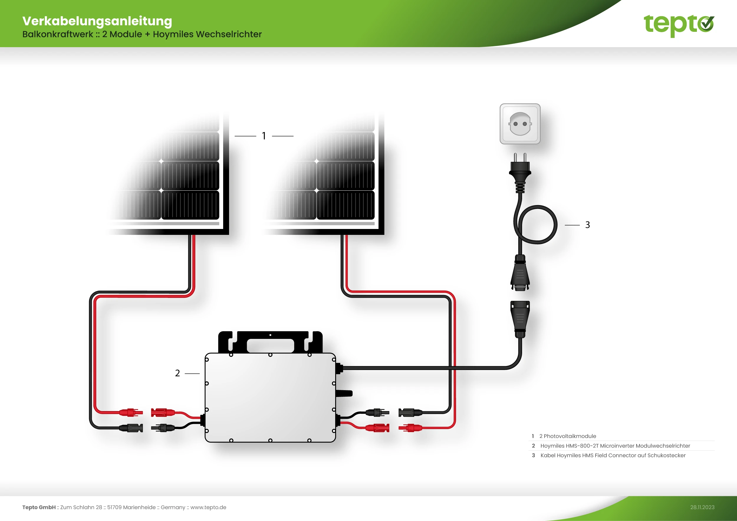 Balkonkraftwerk 870Wp 2xTrina Solar Modul Hoymiles HMS-800W-2T Mikrowechselrichter Komplettset Black Frame